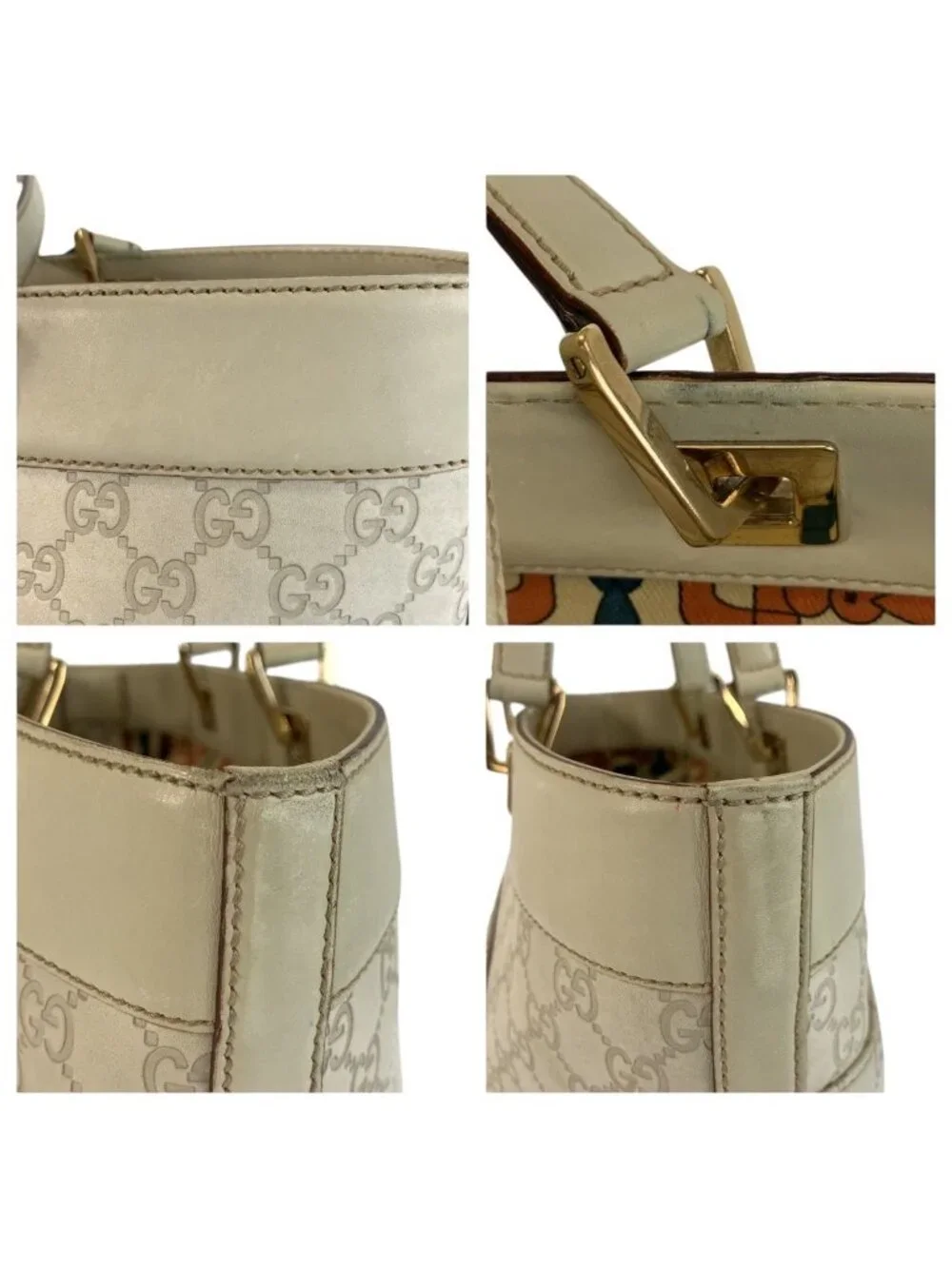 Gucci Guccissima Ivory Gold Leather Tote Shoulder - Picture 5 of 9